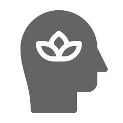 Icone d'un visage de profil avec une fleur dans le crane
